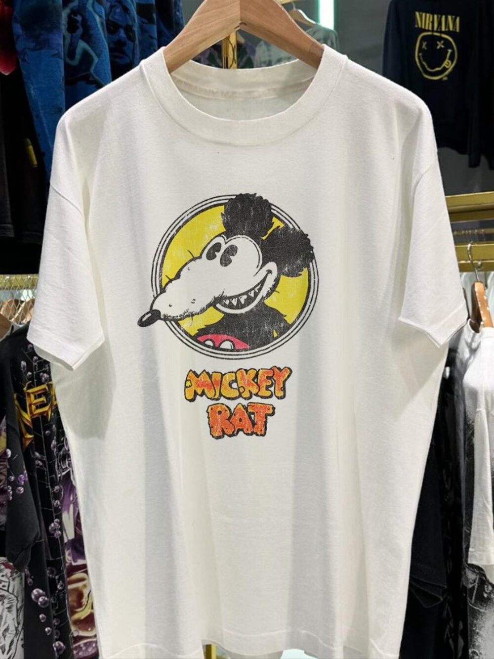 Mickey Rat 80S -90s  White  T-Shirt